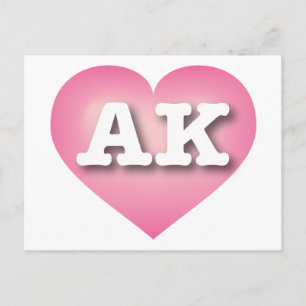 Alaska Pink Fade Heart - I love AK Postcard
