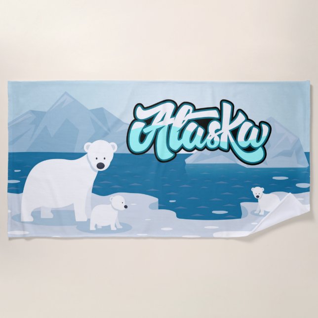 Alaska Polar Bears Beach Towel (Front)
