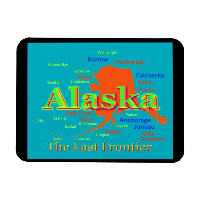 Alaska Pride Map Silhouette Magnet (Horizontal)