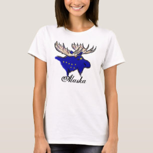Alaska proud state flag elk custom ladies tank