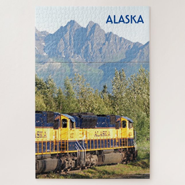 Alaska: Railroad locomotive engine & mountains  Jigsaw Puzzle (Vertical)