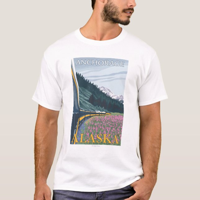 Alaska Railroad Scene - Anchorage, Alaska T-Shirt (Front)
