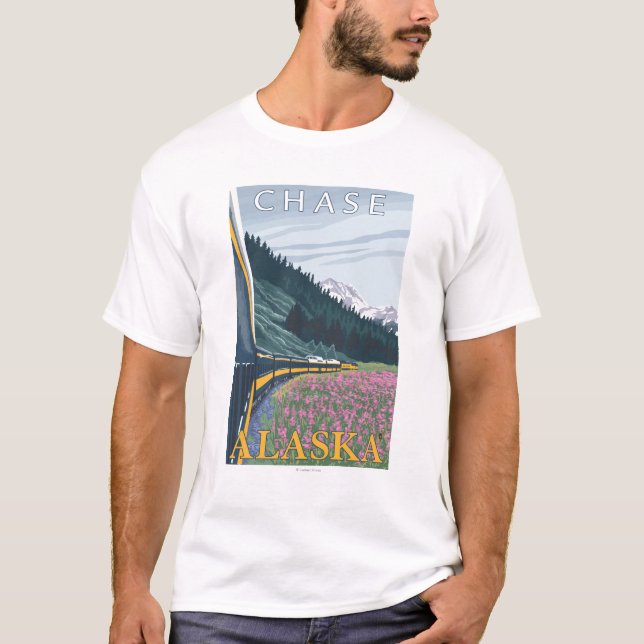 Alaska Railroad Scene - Chase, Alaska T-Shirt (Front)