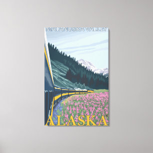 Alaska Railroad Scene - Matanuska Valley, Alaska Canvas Print