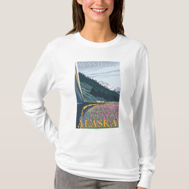 Alaska Railroad Scene - Wasilla, Alaska T-Shirt (Front)