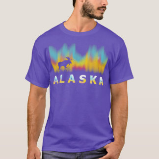 Alaska Reindeer With Polar Lights And Moose TShirt