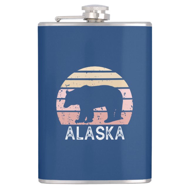 Alaska Retro Bear Hip Flask (Front)