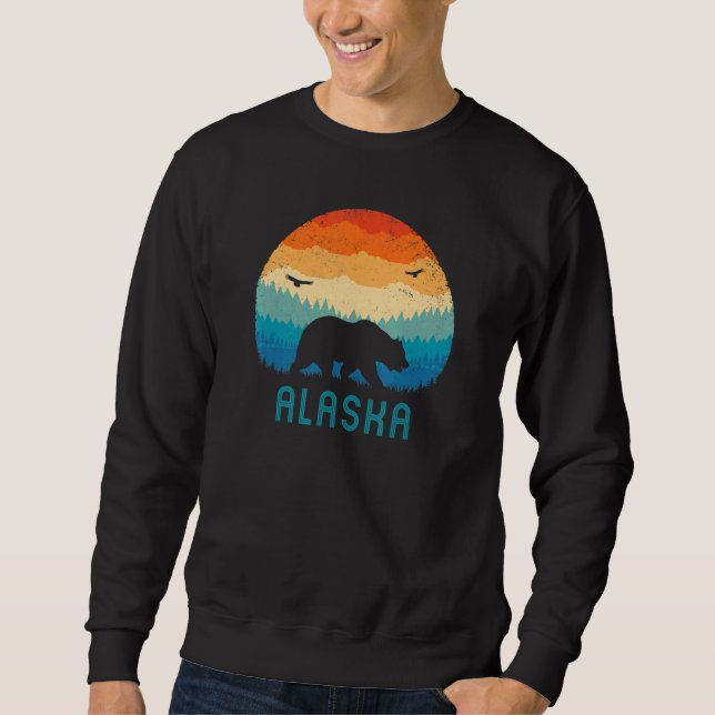 Alaska Retro Grizzly Bear Vintage Alaskan Mountain Sweatshirt (Front)