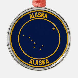 Alaska Round Emblem Metal Tree Decoration