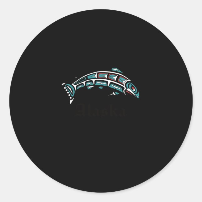 Alaska Salmon Fishing Native American Indigenous Classic Round Sticker (Front)