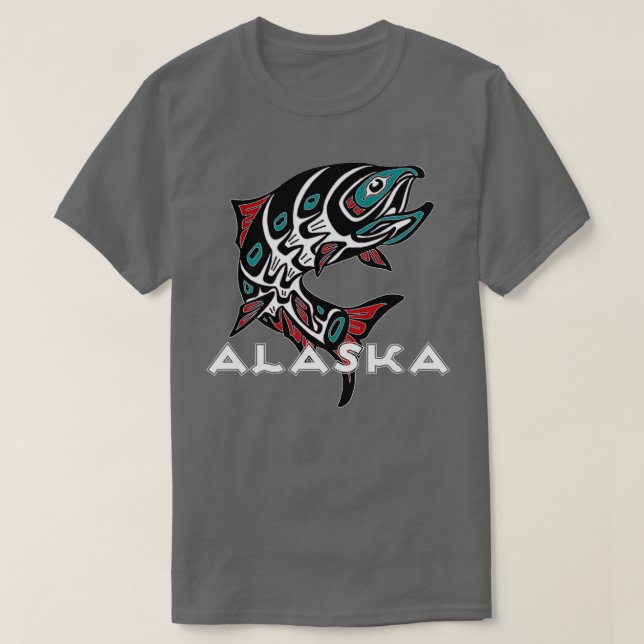 Alaska Salmon Fishing Native American Indigenous T T-Shirt (Design Front)