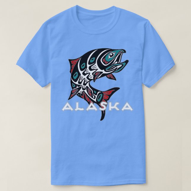 Alaska Salmon Fishing Native American Indigenous T T-Shirt (Design Front)