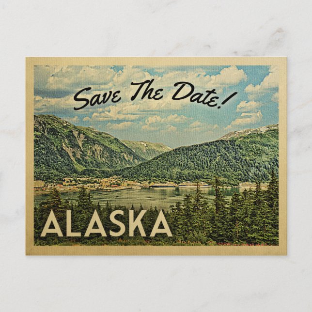 Alaska Save The Date Vintage Postcards (Front)