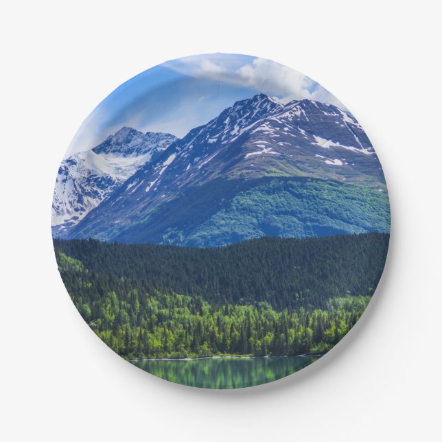 Alaska Scenic Byway Mountain Paper Plate (Front)