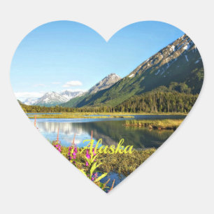 Alaska, scenic landscape photograph heart sticker