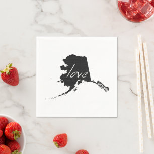 Alaska Shaped Black Chalkboard Alaskan Love Napkin