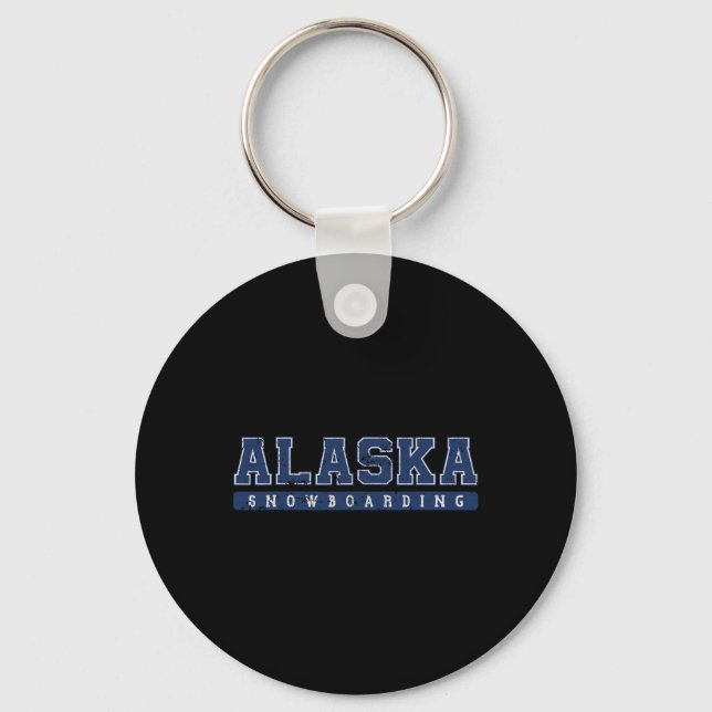 Alaska Snowboarding Blue Vintage Text  Key Ring (Front)