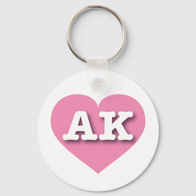 Alaska Solid Pink Heart - I love AK Key Ring (Front)