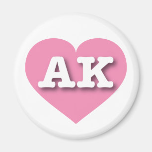 Alaska Solid Pink Heart - I love AK Magnet