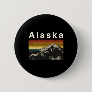 Alaska Souvenir Hiking Mountains Sunset Vintage Su 6 Cm Round Badge