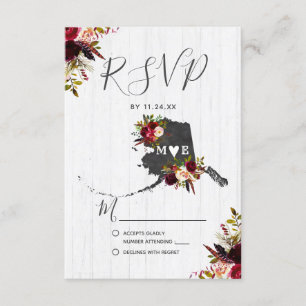 Alaska State Destination Rustic Wedding RSVP Card