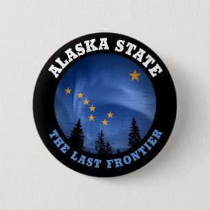 ALASKA STATE FLAG 6 CM ROUND BADGE