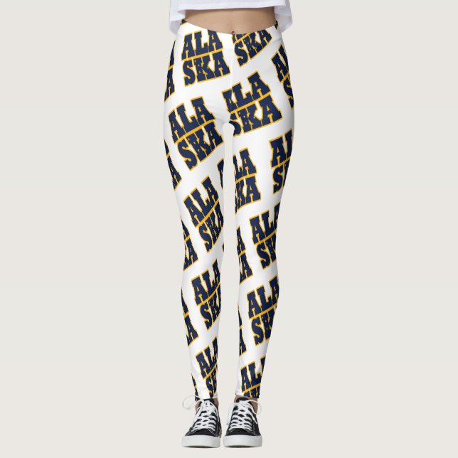 Alaska state flag text pattern leggings (Front)