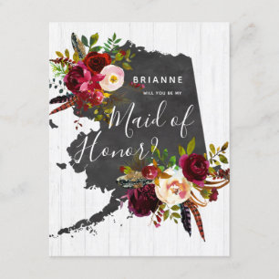 Alaska State Floral Will You Be My Maid of Honour Invitation