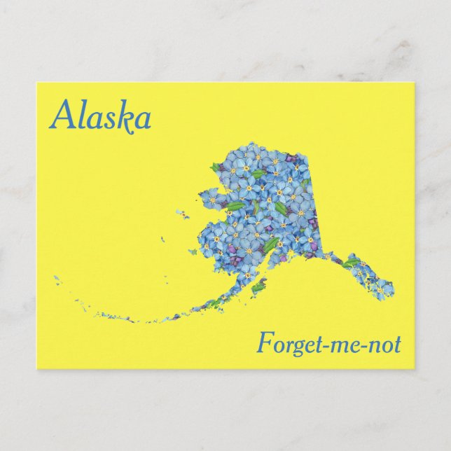 Alaska State Flower Collage Map Postcard (Front)