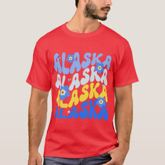 Alaska State Forget Me Not Flower Sticker Oversize T-Shirt