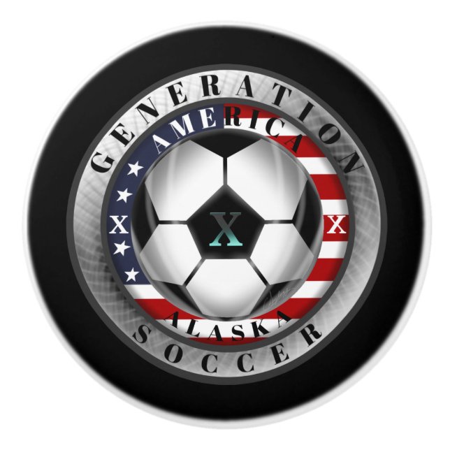 Alaska State Generation X American Soccer Ceramic Knob (Front)