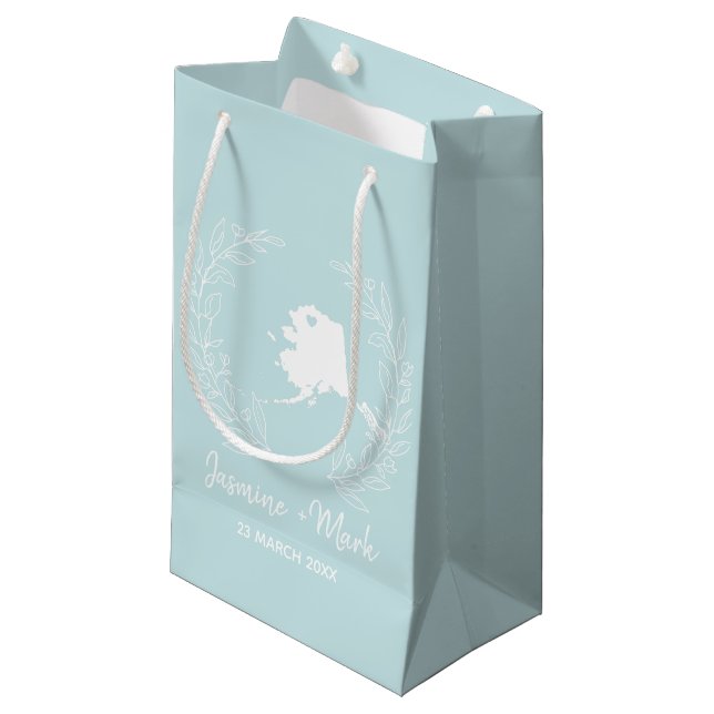 Alaska state map  destination wedding favours    small gift bag (Front Angled)