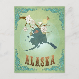 Alaska State Map – Green Postcard