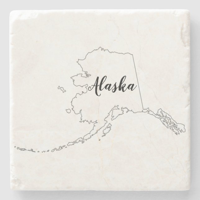 Alaska State Map Watercolor Two-Tone Coaster (Front)
