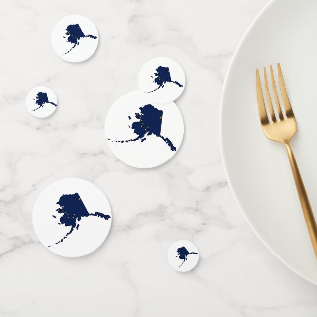 Alaska State Outline Map and Flag Confetti (Group)