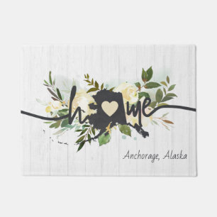 Alaska State Personalised Your Home City Rustic Doormat