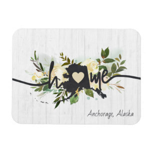 Alaska State Personalised Your Home City Rustic Magnet