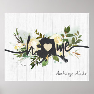 Alaska State Personalised Your Home City Rustic Poster