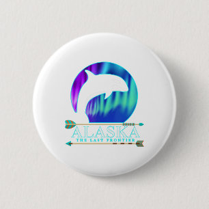Alaska State Pride Alaska Northern Lights Alaskan  6 Cm Round Badge