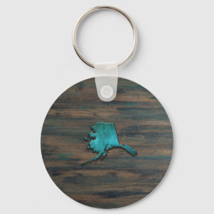 Alaska State Shape Teal Key Ring