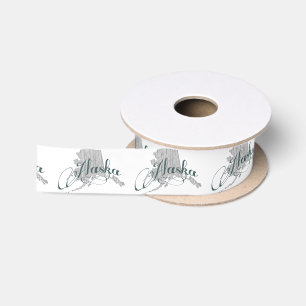 Alaska State Typography Satin Ribbon