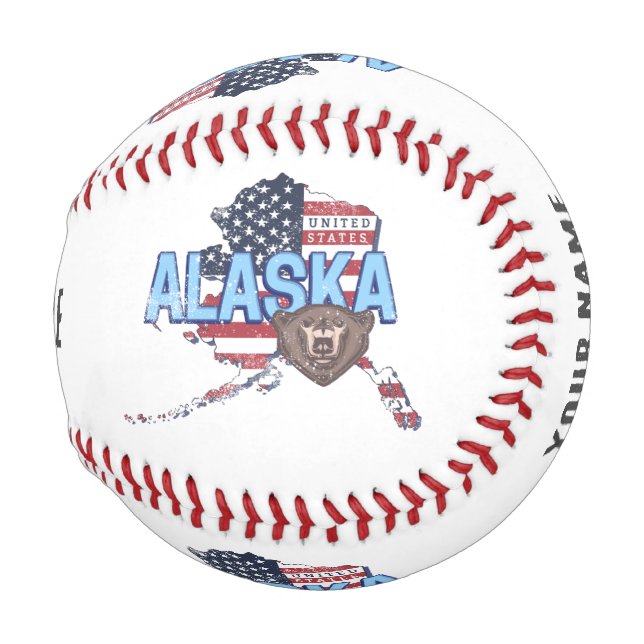 Alaska State United States Map Vintage USA Baseball (Front Right)