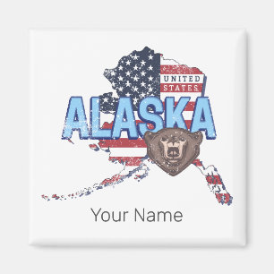 Alaska State United States Map Vintage USA Magnet