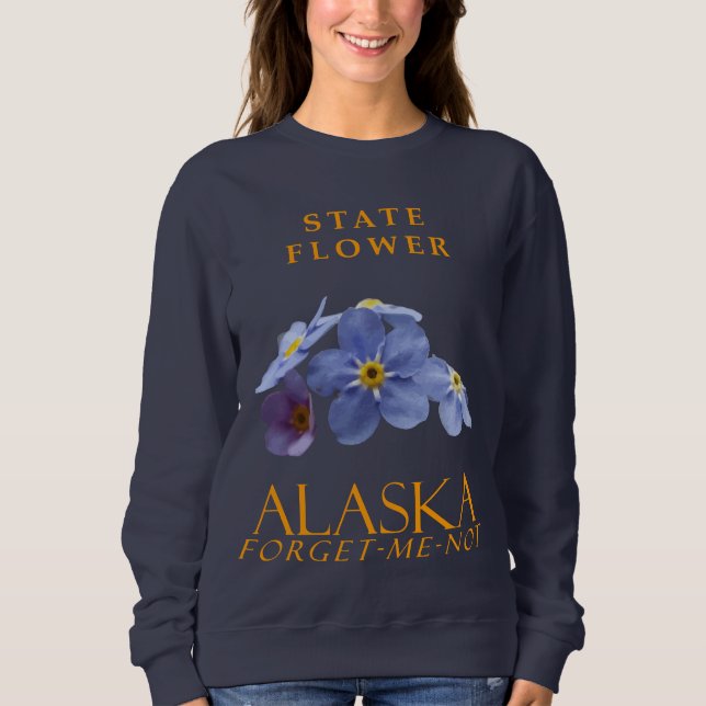 Alaska Territory Flower Blue Forget-Me-Not  Sweatshirt (Front)