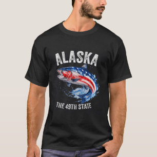 Alaska The 49th State Patriotic American Flag Salm T-Shirt
