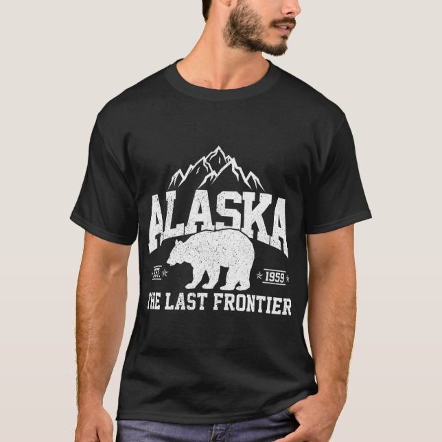 Alaska The Last Frontier EST 1959 Grizzly Bear Mou T-Shirt (Front)