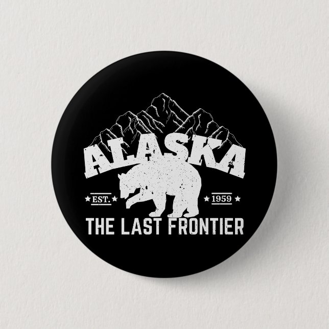 Alaska The Last Frontier Polar Bear 6 Cm Round Badge (Front)