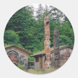 Alaska Totem Poles Classic Round Sticker
