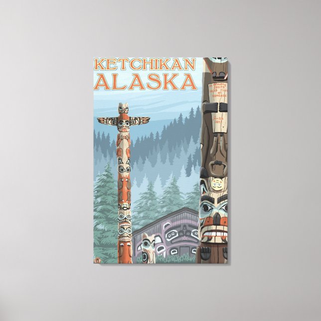Alaska Totem Poles - Ketchikan, Alaska Canvas Print (Front)