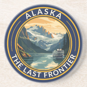 Alaska Travel Art Badge Coaster